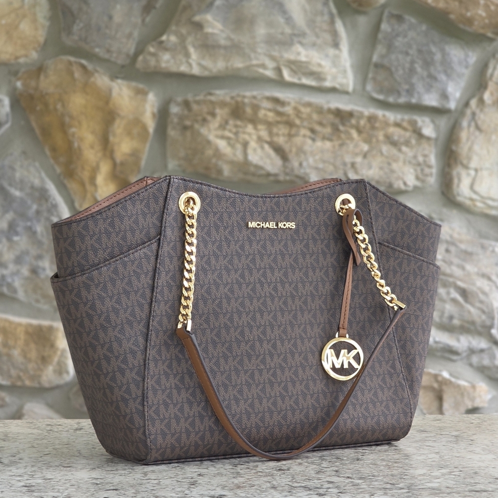 Michael Kors Jet Set Logo Large Brown Shoulder Bag